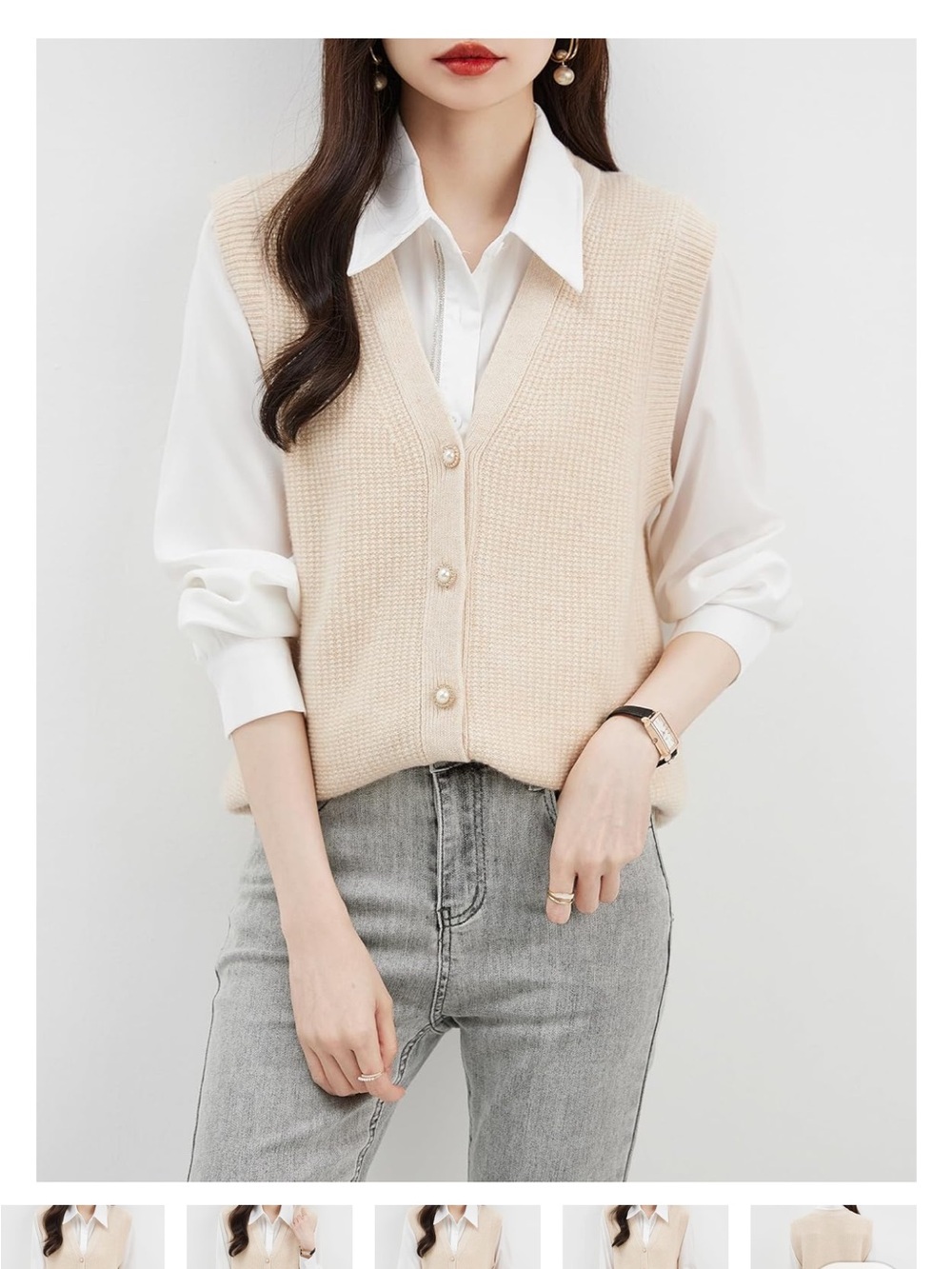 Chanyarn Womens Luxury Old Money 100% Extra Fine Merino Wool Cableknit Vest LG